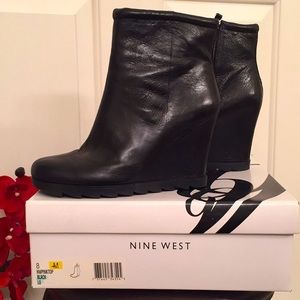 Black leather booties